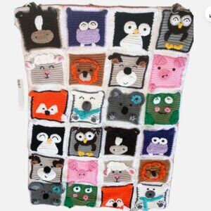 Amish Handmade 3D Crochet Zoo Animal Baby Blanket Kids Afghan Throw 43 X 30